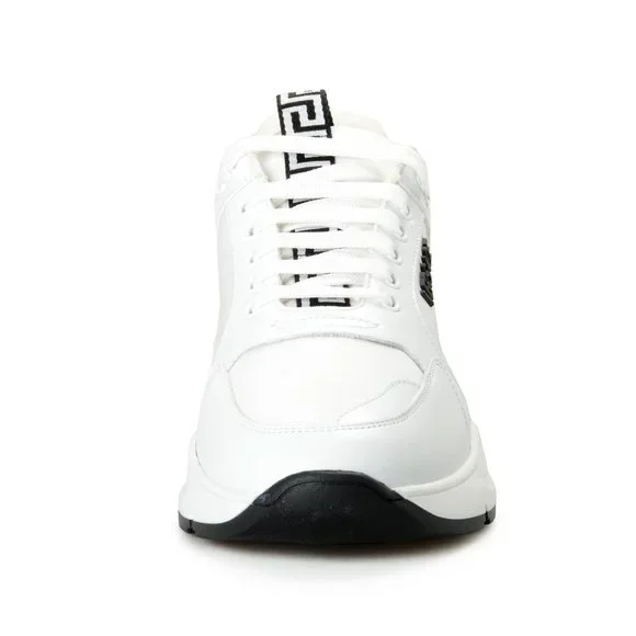 Versace Men's White Canvas Leather Logo Sneakers Shoes - Picture 5 of 8